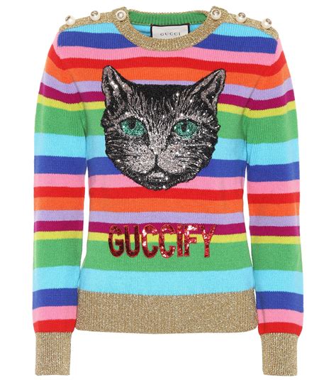 gucci pink cat wool sweater|Gucci tote with cat.